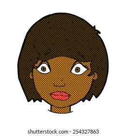 retro comic book style cartoon worried female face