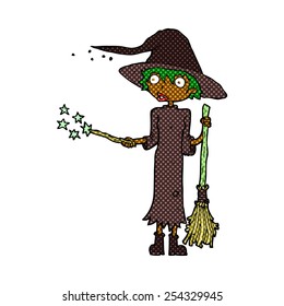 hechizo de hechizo de hechizo de bruja con estilo de libro de historietas retro