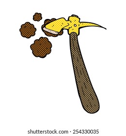retro comic book style cartoon pick axe
