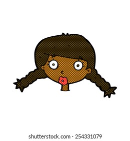 retro comic book style cartoon confused female face