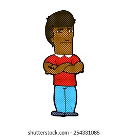 retro comic book style cartoon annoyed man with folded arms