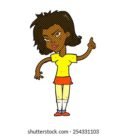 retro comic book style cartoon woman with idea