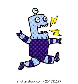 retro comic book style cartoon terrified robot