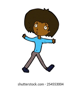 caricatura estilo libro de historietas retro hombre sorprendido caminando