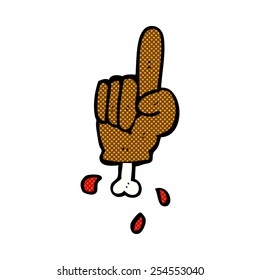 retro comic book style cartoon pointing severed hand