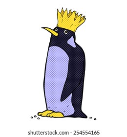 retro comic book style cartoon emperor penguin