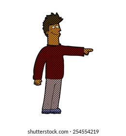 retro comic book style cartoon happy pointing man