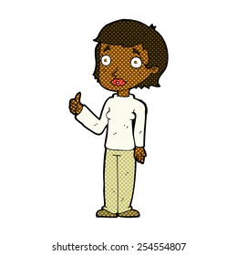 retro comic book style cartoon woman giving thumbs up symbol