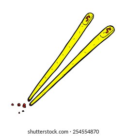 retro comic book style cartoon chopsticks
