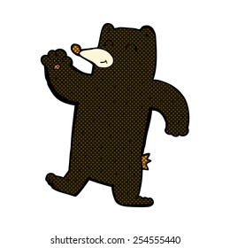 retro comic book style cartoon waving black bear