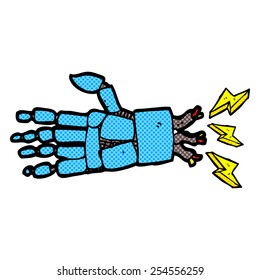 mano robot de dibujos animados estilo libro de historietas retro