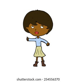 retro comic book style cartoon woman asking question