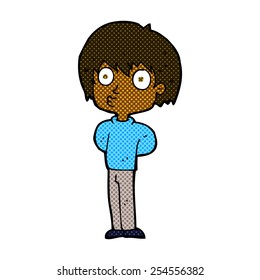 desenho animado estilo quadrinhos retrô menino impressionado