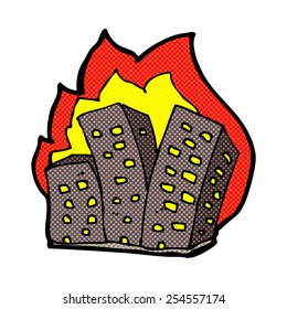 dibujos animados estilo libro de historietas retro quemando edificios