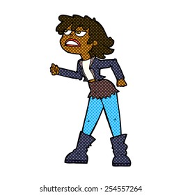retro comic book style cartoon angry biker girl