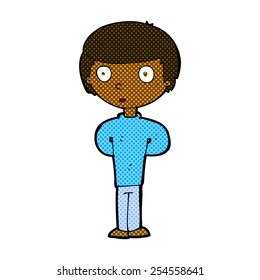 retro comic book style cartoon curious boy