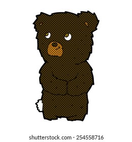 retro comic book style cartoon black bear cub