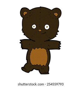 retro comic book style cartoon cute black teddy bear
