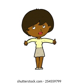 retro comic book style cartoon woman giving thumbs up