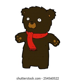 retro comic book style cartoon cute black bear
