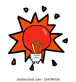 bombilla roja de dibujos animados estilo libro de historietas retro