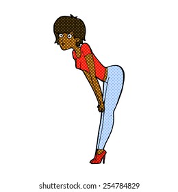 retro comic book style cartoon woman looking at something