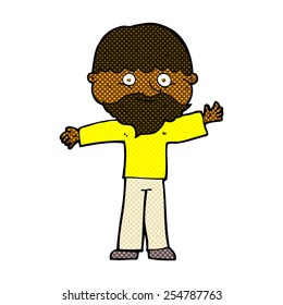 retro comic book style cartoon happy man with beard