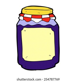 Retro Comicbuch-Stil Cartoon Glas aus Blaubeermarmelade