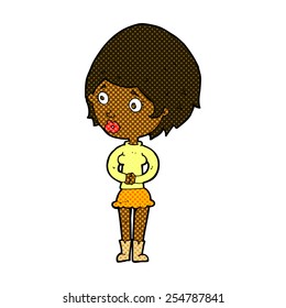 retro comic book style cartoon concerned woman