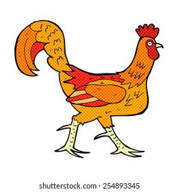 retro comic book style cartoon cockerel