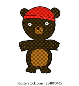 retro comic book style cartoon cute black bear