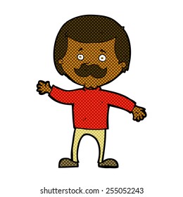 retro comic book style cartoon dad waving
