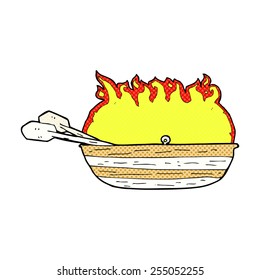 retro comic book style cartoon burning boat
