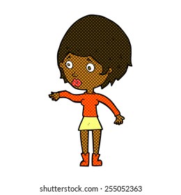 retro comic book style cartoon concerned woman reaching out