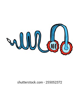 retro comic book style cartoon headphones