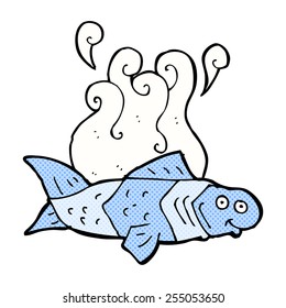 retro comic book style cartoon funny fish