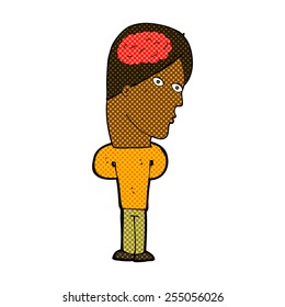 caricatura estilo libro de historietas retro hombre con cerebro grande