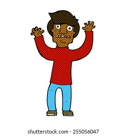 caricatura estilo libro de historietas retro aterrorizado hombre
