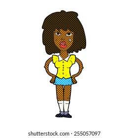retro comic book style cartoon woman been in fight