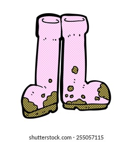 retro comic book style cartoon muddy boots