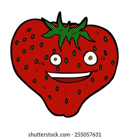 retro comic book style cartoon strawberry