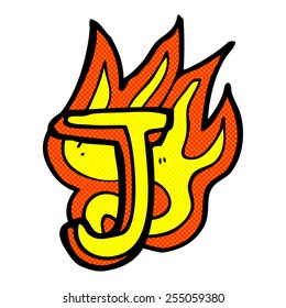 retro comic book style cartoon flaming letter
