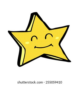 retro comic book style cartoon happy star character