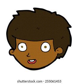 Retro-Comic-Stil Cartoon Happy Boy's Gesicht