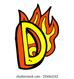 retro comic book style cartoon flaming letter