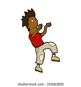 retro comic book style cartoon happy man doing funny dance
