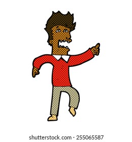 retro comic book style cartoon frightened man pointing