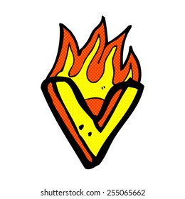 retro comic book style cartoon flaming letter