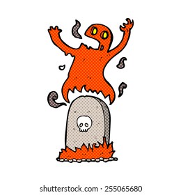 retro comic book style cartoon ghost rising from grave