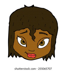 retro comic book style cartoon female face